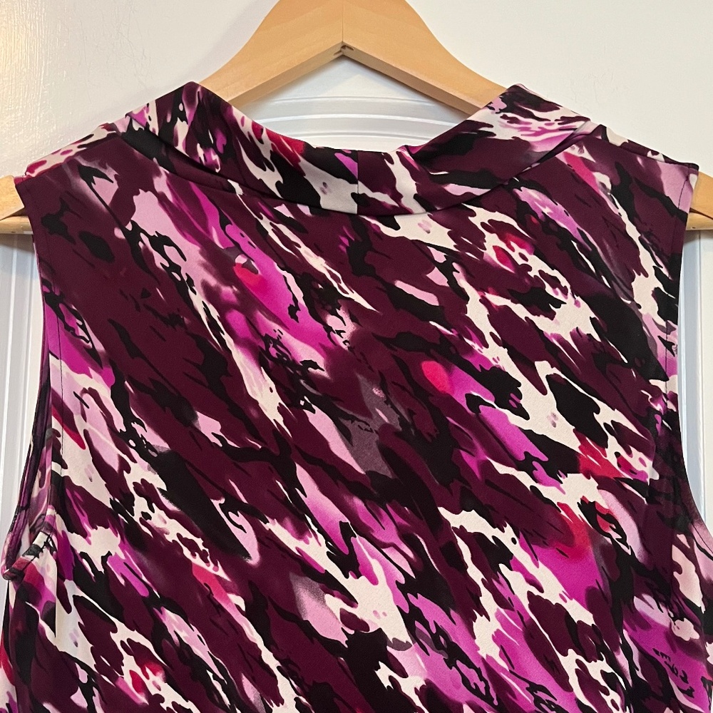 Tahari Arthur S. Levine Sleeveless Abstract Print Blouse Purple Size Medium - Picture 6 of 10